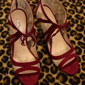 Nina Peep Toe Suede Mesh Bootie Size 10